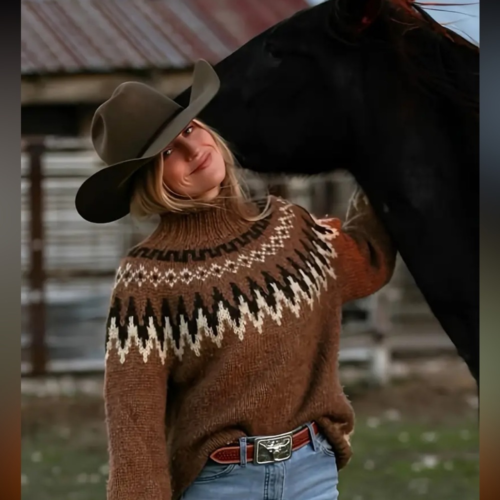 Free People Yellowstone fair isle sweater boutique southwest cozy thick oversize